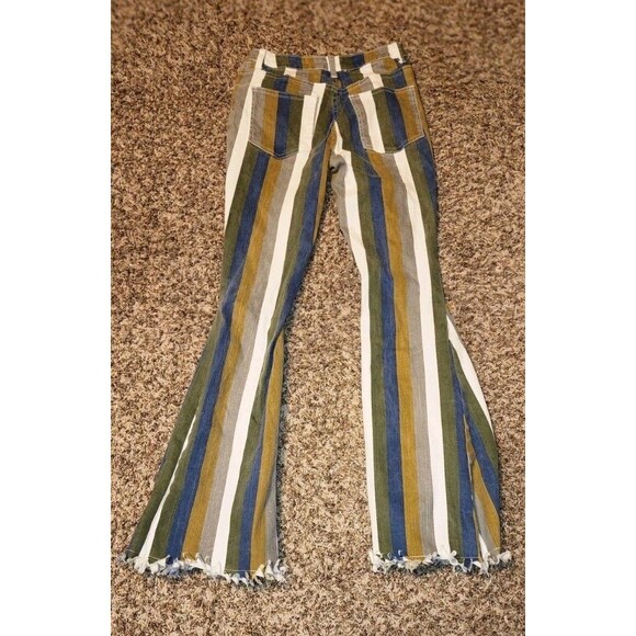 Hope And Horizon Bell Bottom Jeans Women Size Small Flared Striped Pants - Picture 2 of 6